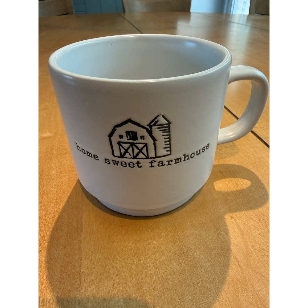 Belle Maison Home Sweet Farmhouse Coffee Mug White Ceramic Barn Silo Rustic Cup - Picture 2 of 4